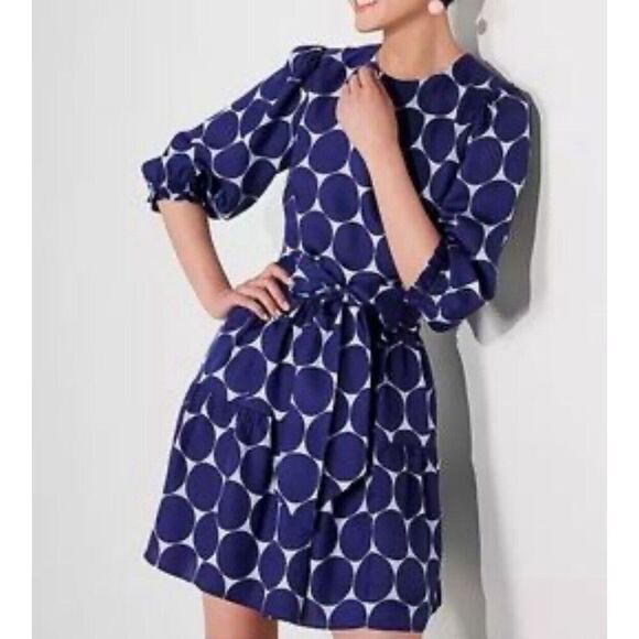 Kate Spade Joydot Silk Blend Twill Blue Polka Dot Mini Dress New! $368 Sz 8 - Picture 2 of 7